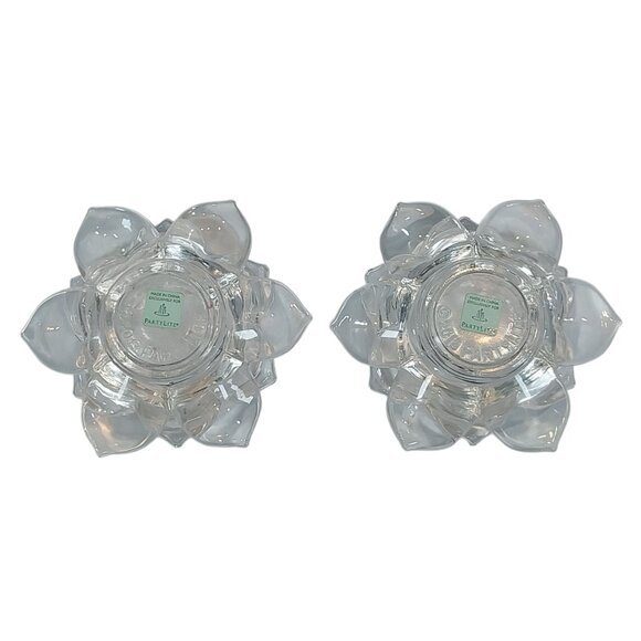 PartyLite Lotus Flower Glass Votive Candle Pair P91289 - Picture 2 of 9